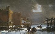 Jan Asselijn Frozen Moat Outside City Walls oil painting artist